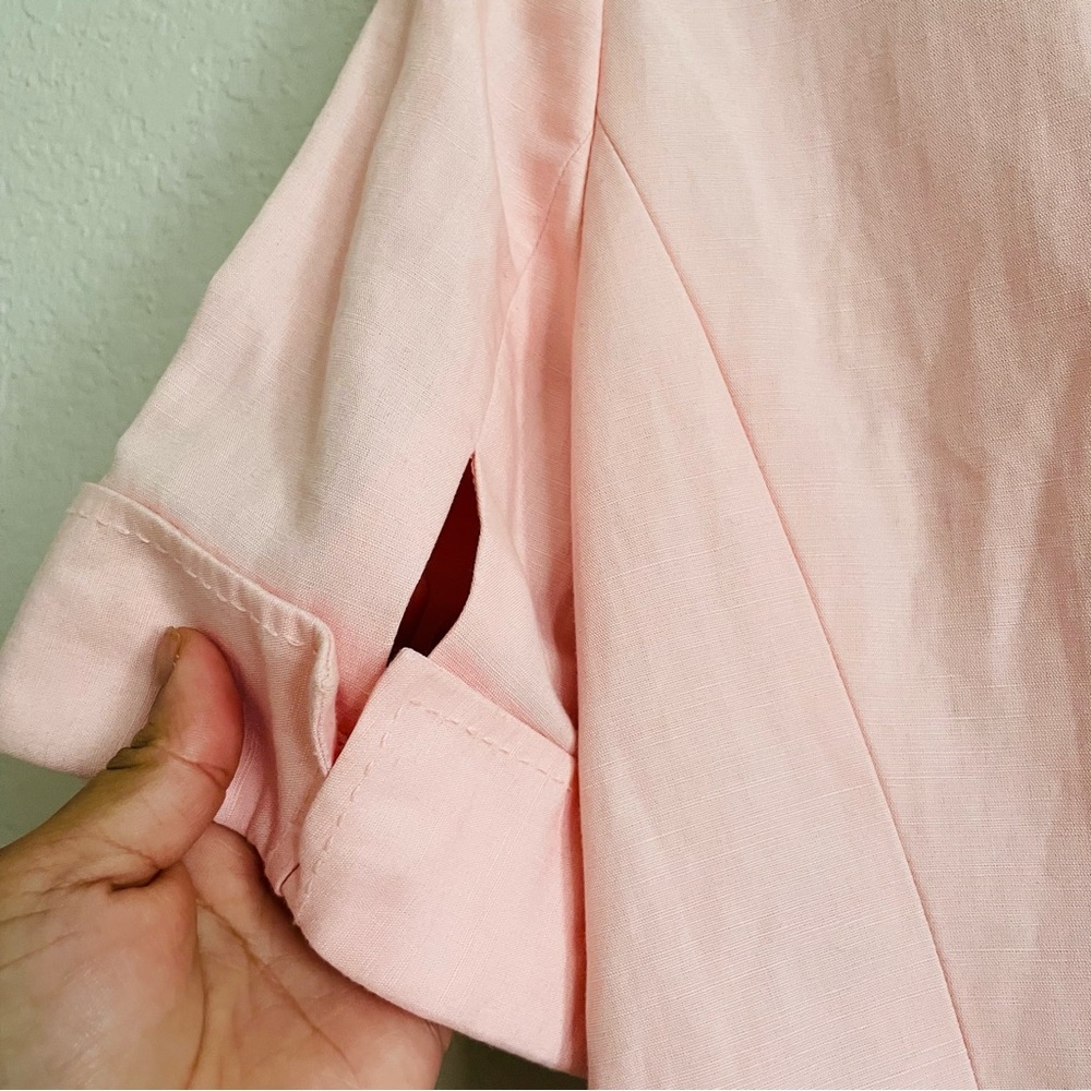 Laura Scott Pink Short Sleeve blazer size 12 business casual double button chic - Picture 7 of 8